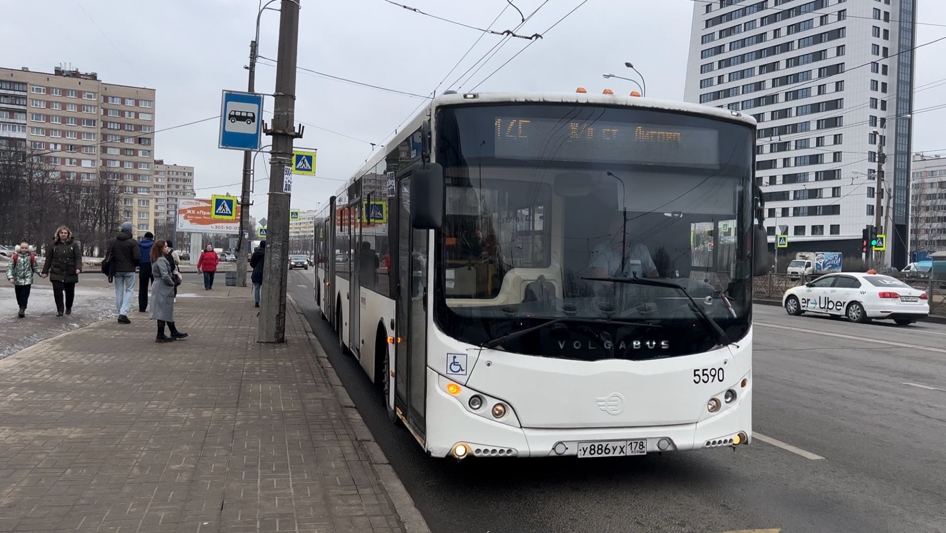 «Изменённая трасса!» Поездка на автобусе Volgabus-6271.05 №5590 в Санкт-Петербурге, март 2022 года