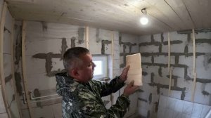 Баня из газобетона! Внутренняя обшивка, монтаж имитированного бруса.