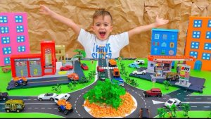 🍿 Влад и Ники играют с детскими машинками и строят Matchbox City