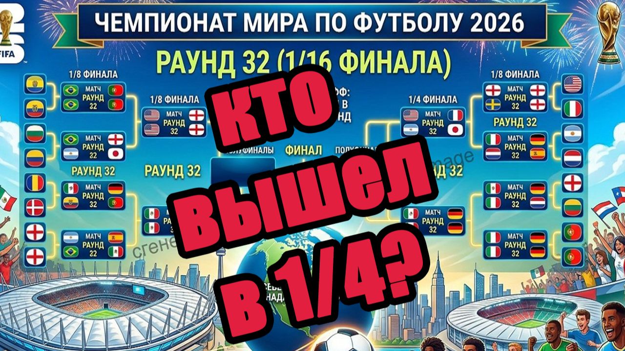 ЧМ по футболу 2026. Кто вышел в 1/4? Результаты, расписание.