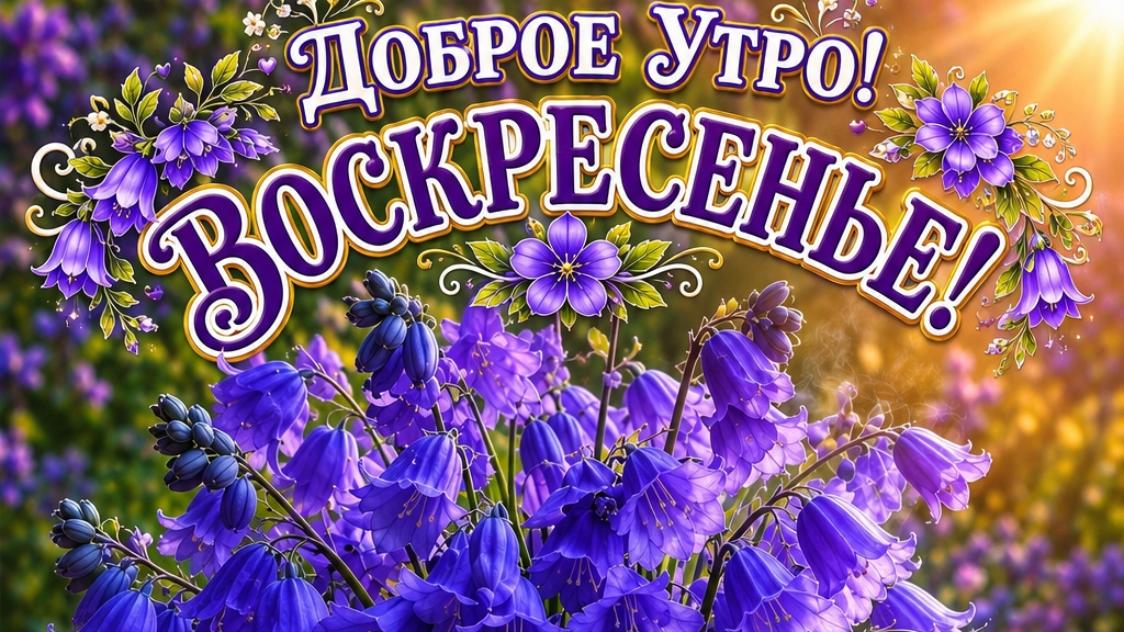 С добрым летним утром воскресенья. Красивая музыкальная открытка.