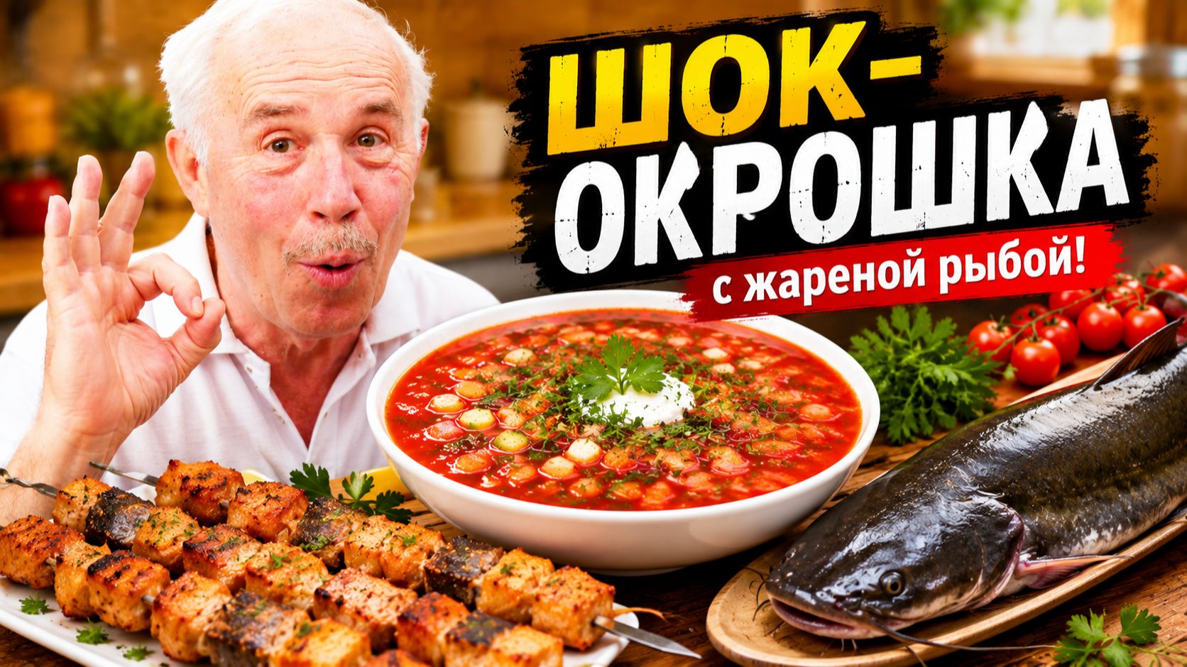 Секреты рыбацкой томатной окрошки с жареной рыбой. Это очень вкусно! смотреть онлайн