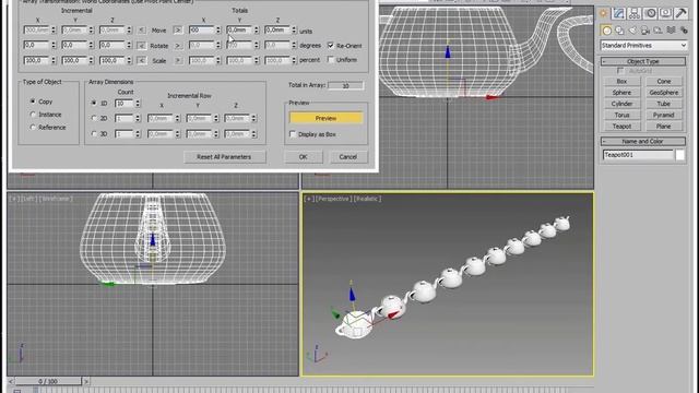 Инструмент Array в 3ds Max - копирование объектов массивом. Настройки и практика использования. смотреть онлайн