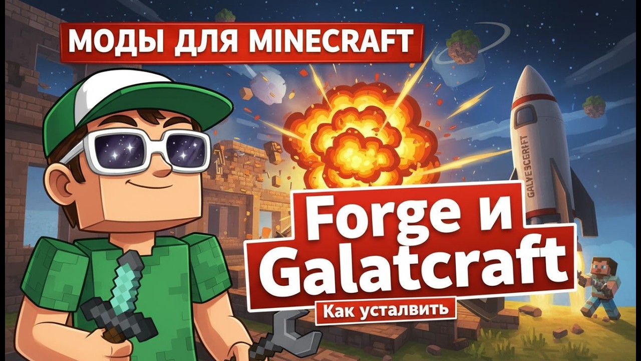 МОДЫ ДЛЯ MINECRAFT С НУЛЯ 🚀 Как установить Forge и Galacticraft