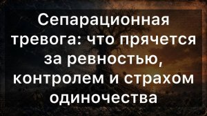 Сепарационная тревога: что прячется за ревностью, контролем и страхом одиночества