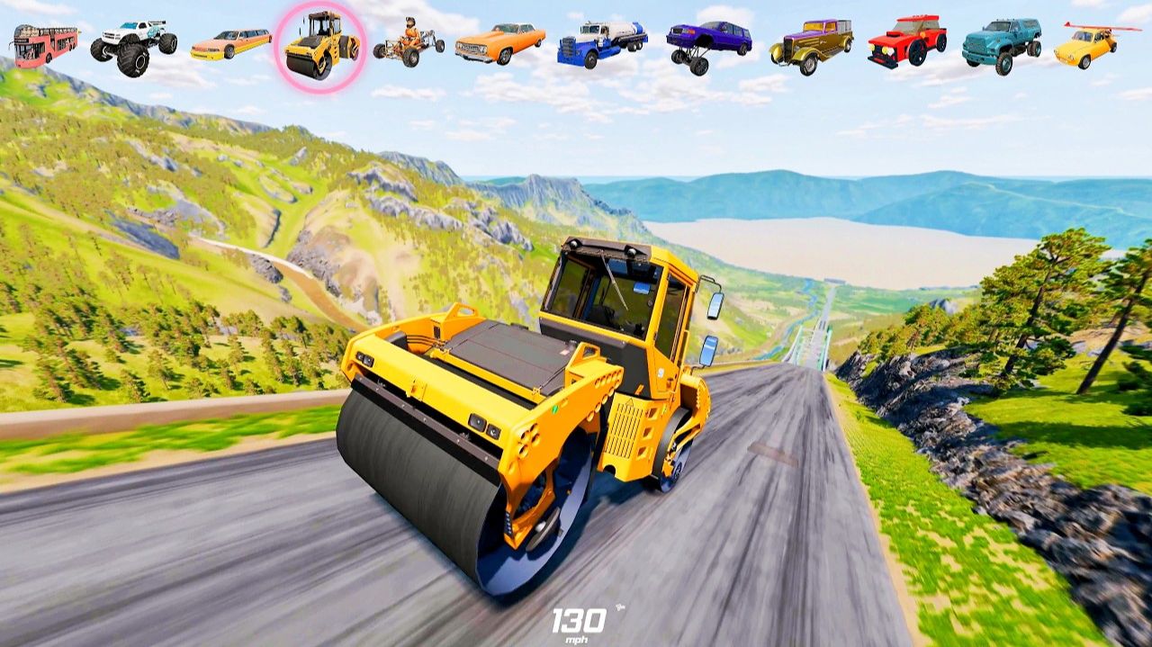 Полный газ, БЕЗУМНЫЙ длинный скоростной спуск, хаос! | BeamNG.driv