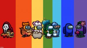 играю в амонг ас с листиком, в режим радуга🌈