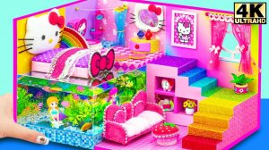 Сделайте Радужный домик Hello Kitty со спальней на аквариуме с русалкой ❤️ Миниатюрный картонны