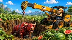 🐵🏗️ Обезьянка спасает быка из огромной ямы! Мультики для детей