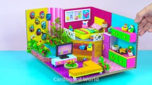 Миниатюрный картонный домик❤️ Строим домик с бассейном внутри сада😍 DIY поделки
