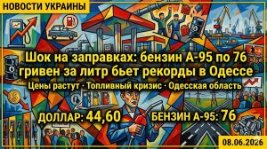 Шок на заправках: бензин А-95 по 76 гривен за литр бьет рекорды в Одессе.НОВОСТИ. 08.06.2026