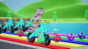 МУЛЬТИКИ ДЛЯ ДЕТЕЙ Про Животных 3D: Веселые Горки с Коровой и Слоном 🎮