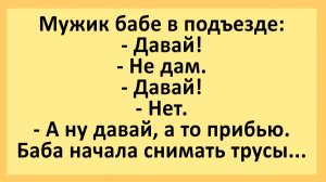 Мужик бабе в подъезде: - Давай! - Не дам. - Давай!... | Анекдоты смешные | Юмор
