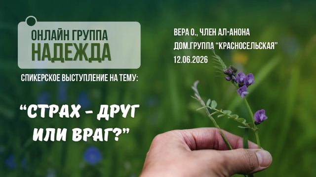 Страх - друг или враг, Вера О, член Ал-Анона, 12.06.2026