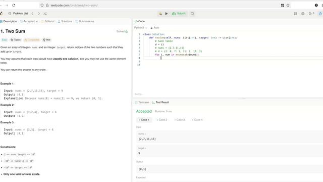 1. Two Sum | Решение с комментариями | LeetCode | Python смотреть онлайн