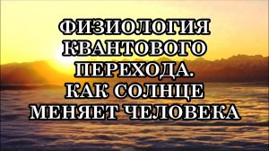 ФИЗИОЛОГИЯ КВАНТОВОГО ПЕРЕХОДА. КАК СОЛНЦЕ МЕНЯЕТ ЧЕЛОВЕКА. Академик Валентина Миронова