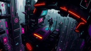 Ultra-modern cyberpunk dark techno track with massive,relentless bass and a cold futuristic atmosphe