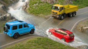Машины против реки - Авто аварии и ДТП с машинами BeamNG
