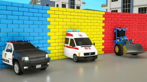 Учим названия и цвета уличных транспортных средств, любуясь очаровательными кирпичными стенами.
