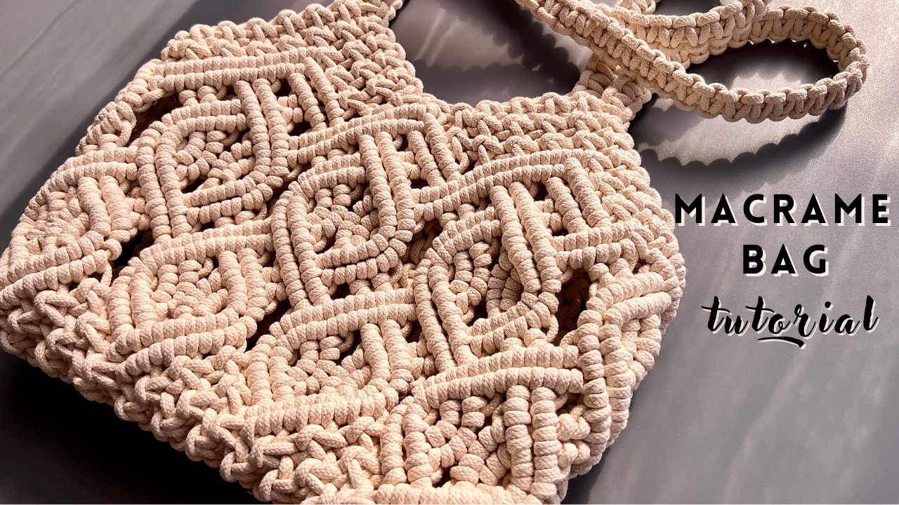 Macrame BAG Tutorial │ DIY Macramé Bag Without Fringe смотреть онлайн