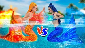 Холодная русалка vs горячая русалка. Весёлый челлендж для детей