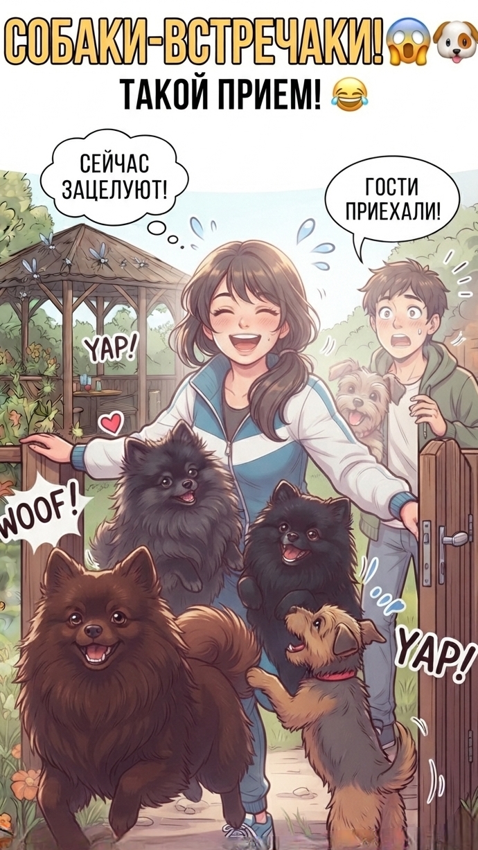 СОБАКИ-ВСТРЕЧАКИ! 😱 Бурная реакция на гостей!