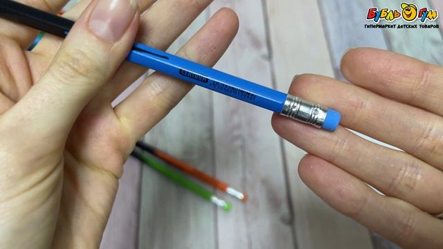 Карандаш чернографитный CENTRUM HB шестигранный двухцветный корпус с ластиком в ассортименте - видео