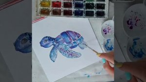 Как нарисовать ЧЕРЕПАШКУ акварельными красками / Урок рисования ЧЕРЕПАШКА