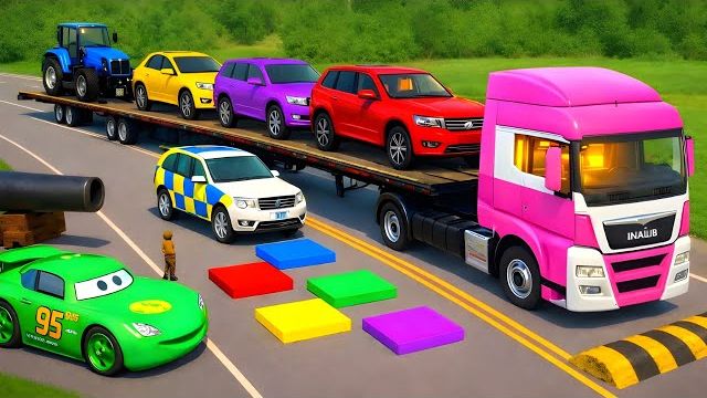 Двухъярусный автовоз с Маккуином | Испытание: безумные выбоины | BeamNG.drive смотреть онлайн