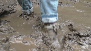 Mud trial for keds and striped socks