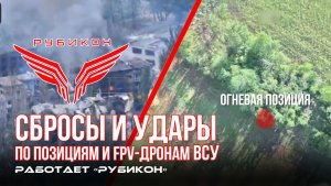 Донбасс. Сбросы и удары по позициям, FPV-дронам и ПВД ВСУ.