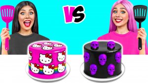 Черное vs Розовое Украшение Торта Челлендж # Забавные Лайфхаки с Едой