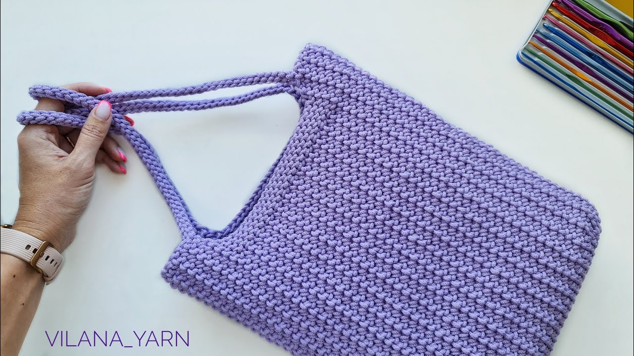 Сумка "Алиса" крючком из полиэфирного шнура😍💜 Crochet bag tutorial смотреть онлайн