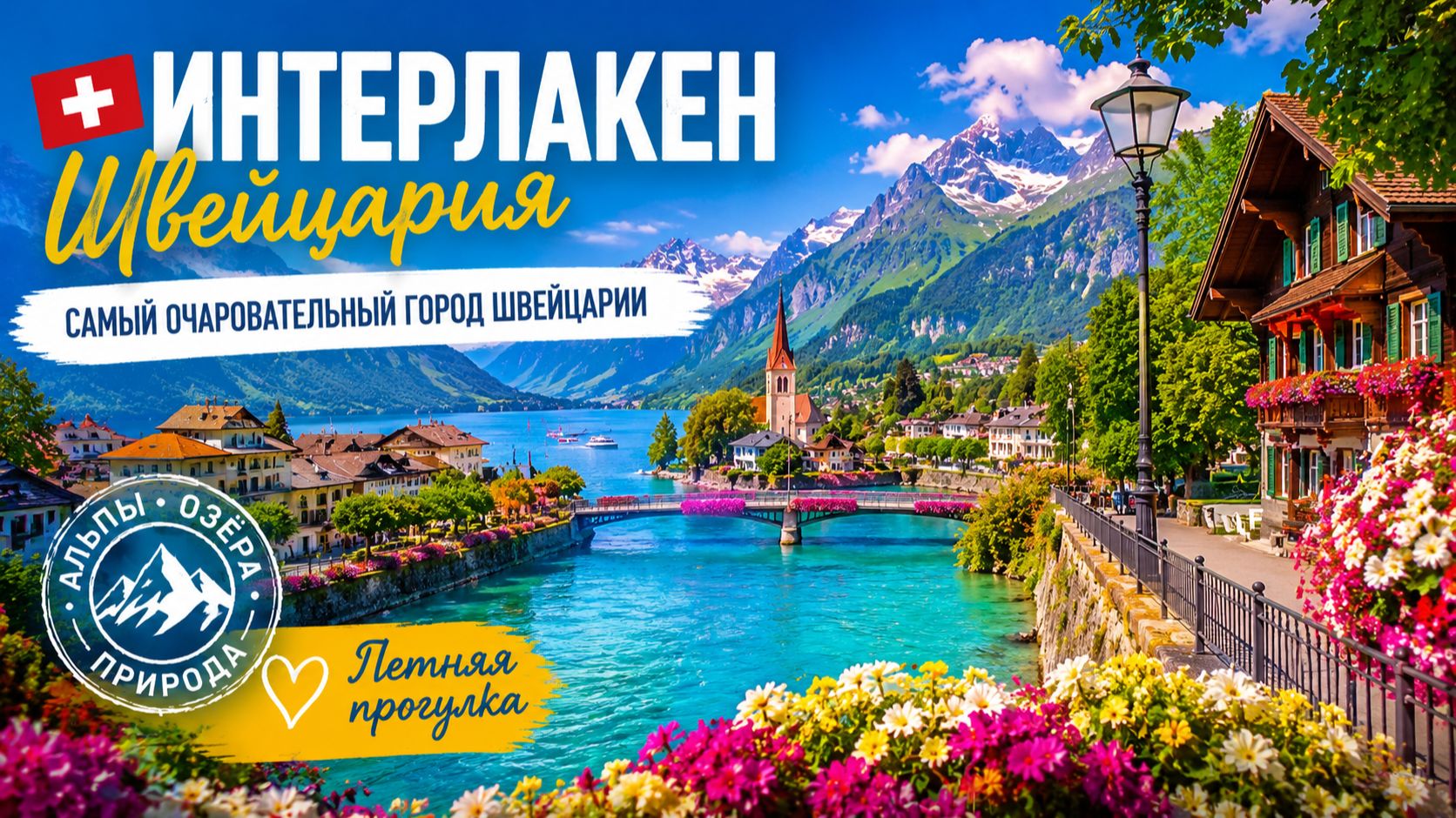 Самый очаровательный швейцарский город в Швейцарии — Интерлакен, 🇨🇭 Летняя прогулка по Швейцарии