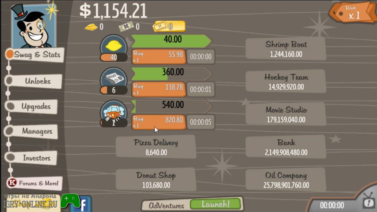 Свой собственный бизнес Adventure Capitalist на андроид смотреть онлайн