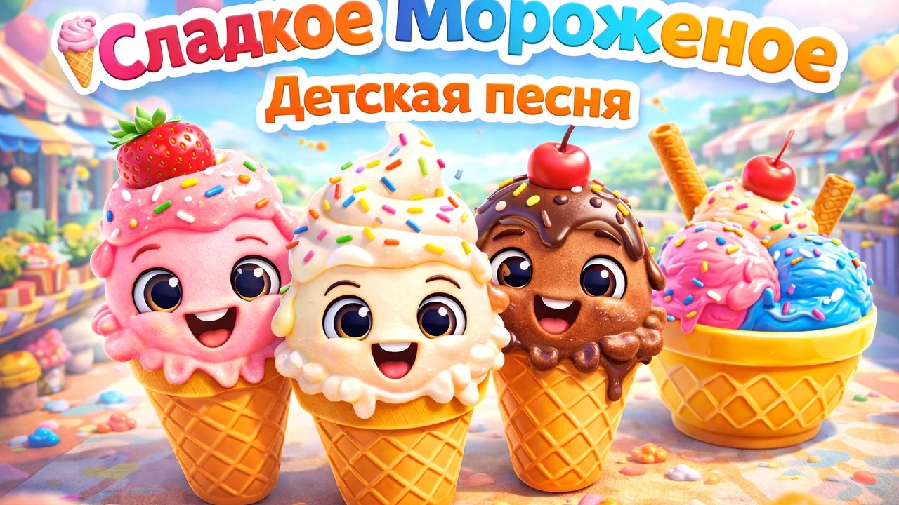 Сладкое Мороженое 🍦 | Детская песня • 3D анимация для детей смотреть онлайн
