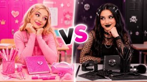 Розовый гламур vs тёмная эстетика 💗🖤 школьная битва поделок