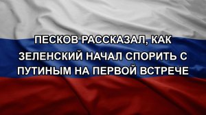 Песков рассказал, как Зеленский начал спорить с Путиным на первой встрече