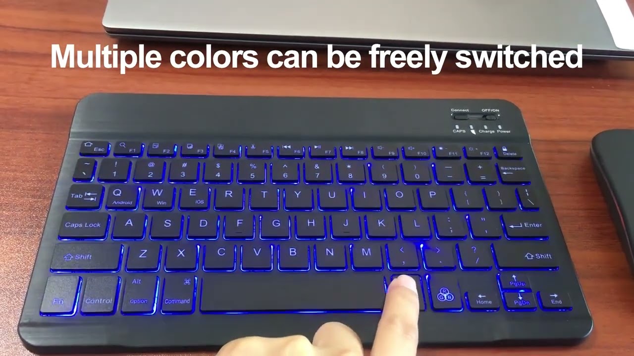 Ультратонкая Беспроводная Клавиатура и Мышь с RGB Подсветкой, Портативный Комплект для iPad, iPhone смотреть онлайн