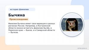 Фамилия Бычина: происхождение, значение и склонение