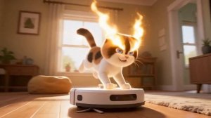 Робот пылесос и котенок