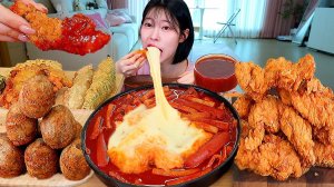 Мукбанг - токпокки и сырные закуски - горячая порция