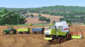 Farming Simulator 25 Уборка ячменя Claas Lexion 560/600, John Deere 7930, Massey Ferguson 8480
