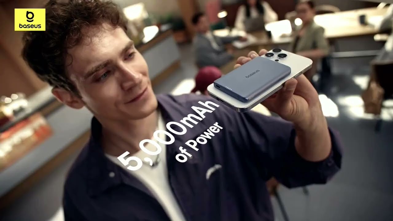 Baseus 5000 мАч Беспроводная Магнитный внешний аккумулятор подходит для iPhone 17 Samsung и других. смотреть онлайн