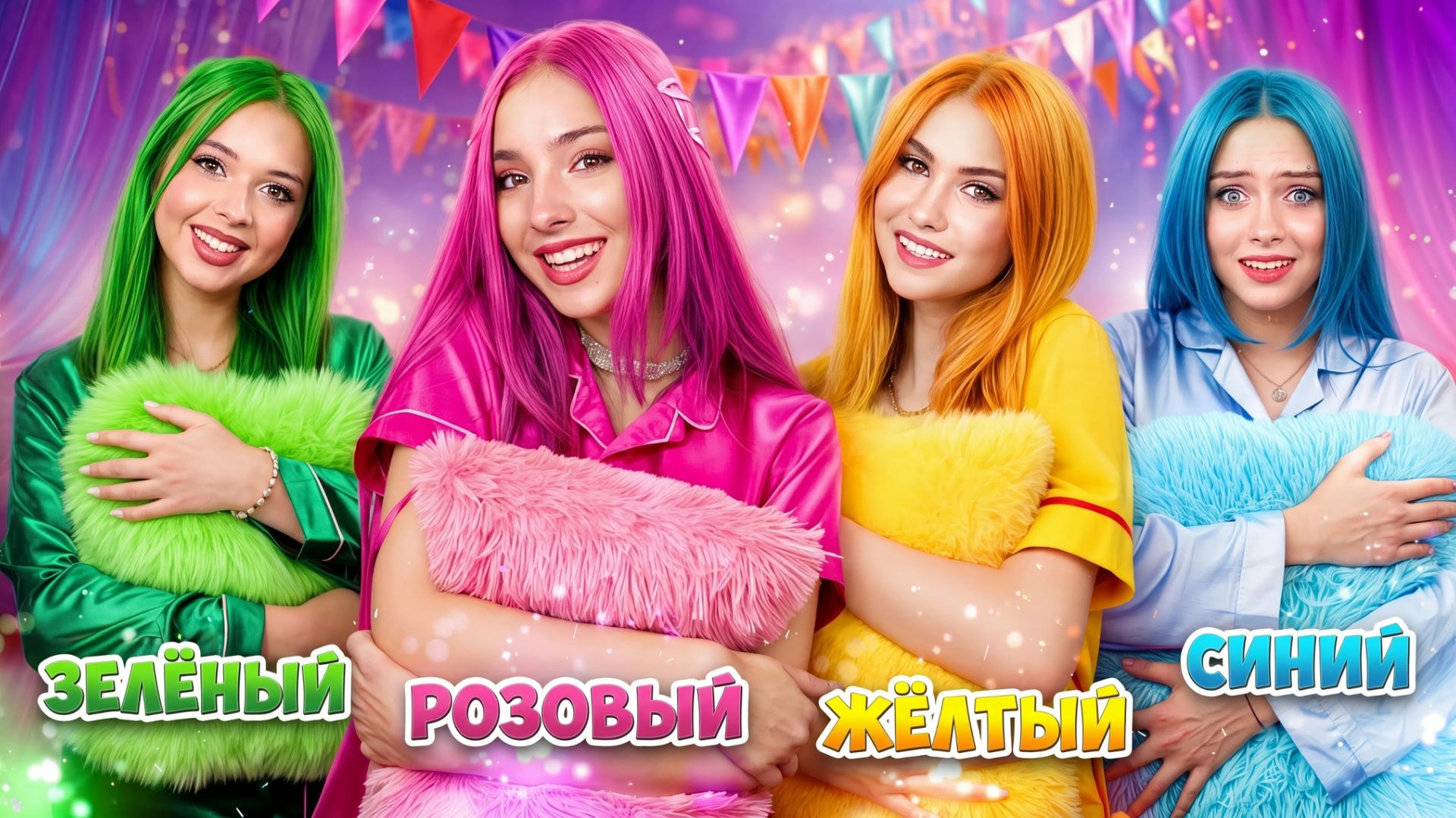 [Тим Тин] - Один Цвет Челлендж на Ночевке! Розовая vs Голубая vs Желтая vs Зеленая Бести смотреть онлайн