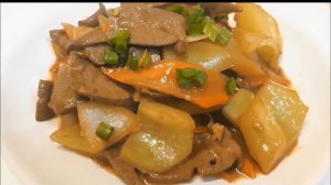 Печень нежная , с овощами Китайская кухня Рецепт от повара