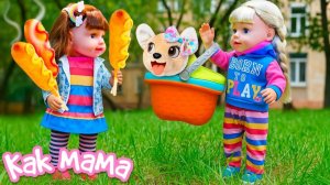 Беби Бон Эмили и мама Валя жарят сосиски на гриле и готовят канапе 🌭🥒 | Для детей
