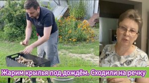 Жизнь на хуторе в Воронежской области. Жарим крылья под дождём. Сходили на речку