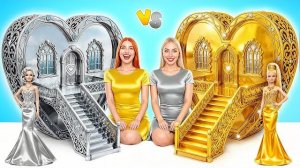Строим Удивительный Кукольный Домик _ Золотой vs Серебряный Челлендж от Candy DO