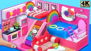 Как сделать милый миниатюрный домик Hello Kitty из картона для всей семьи (просто) ❤️ Миниатюрн